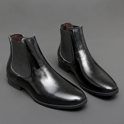 Men's Classic Leather Chelsea Ankle Boots with Stretch