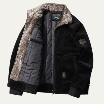 Warm Fur Lined Mens Corduroy Coat