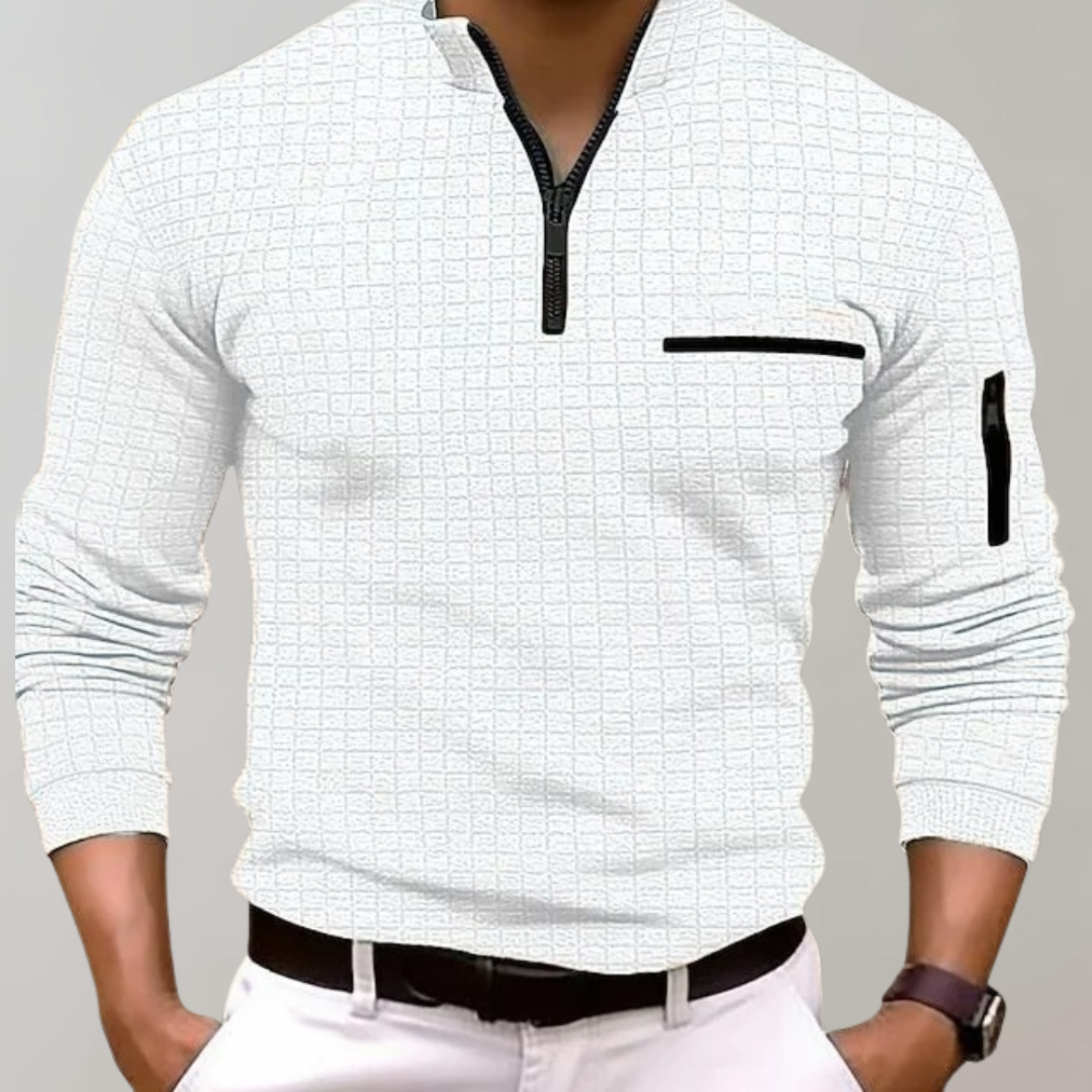 Men's Textured Zip Up Fleece Jacket