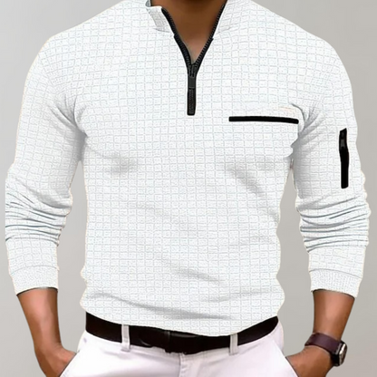 Men's Textured Zip Up Fleece Jacket