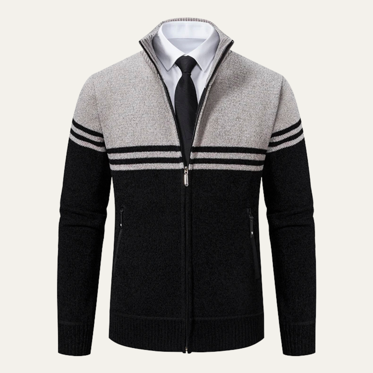 Warm Men's Cable Knit Fleece Lined Cardigan Sweater