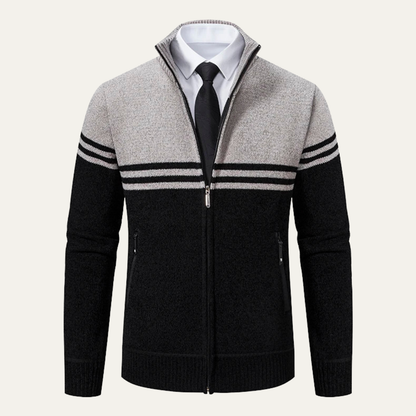 Warm Men's Cable Knit Fleece Lined Cardigan Sweater