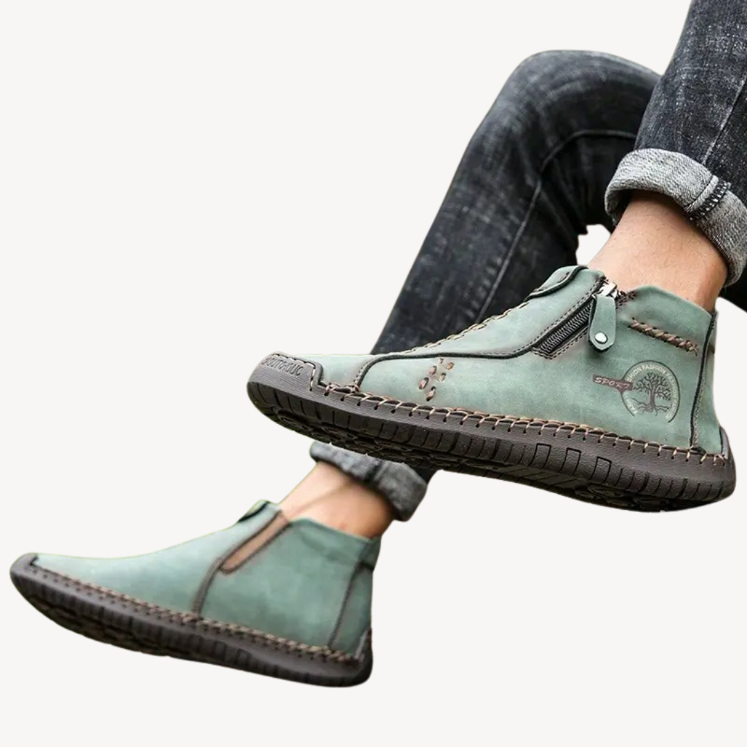 Comfortable Mens Leather Zip Boots