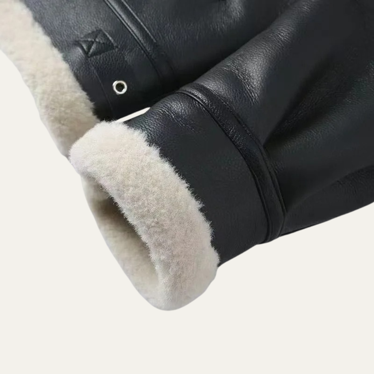Warm Shearling Aviator Men's Winter Coat with Fleece Inside