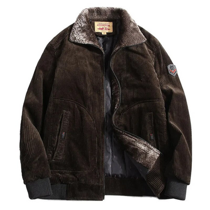 Soft Men's Textured Bomber Jacket with Fleece Collar