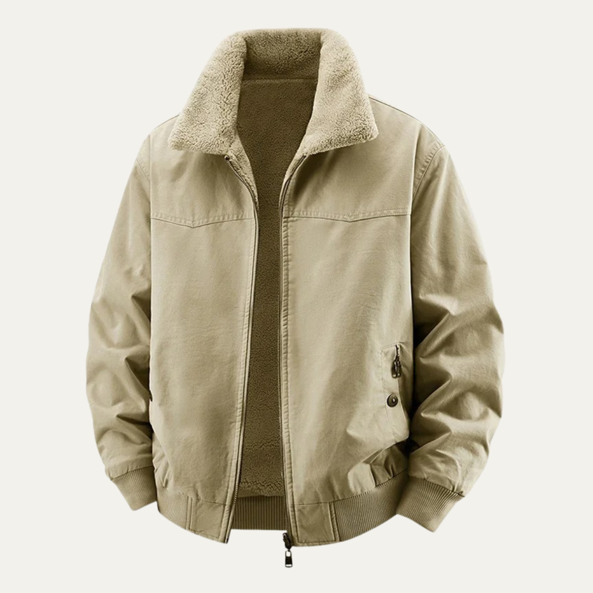 Warm Reversible Men's Fleece Bomber Jacket