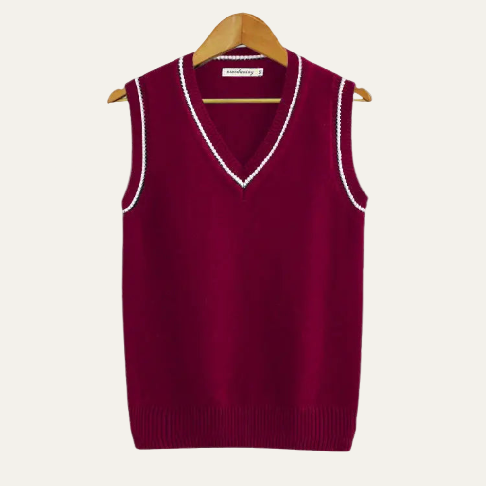 Men's Knit Striped V Neck Sweater Vest