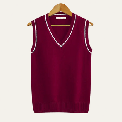 Men's Knit Striped V Neck Sweater Vest
