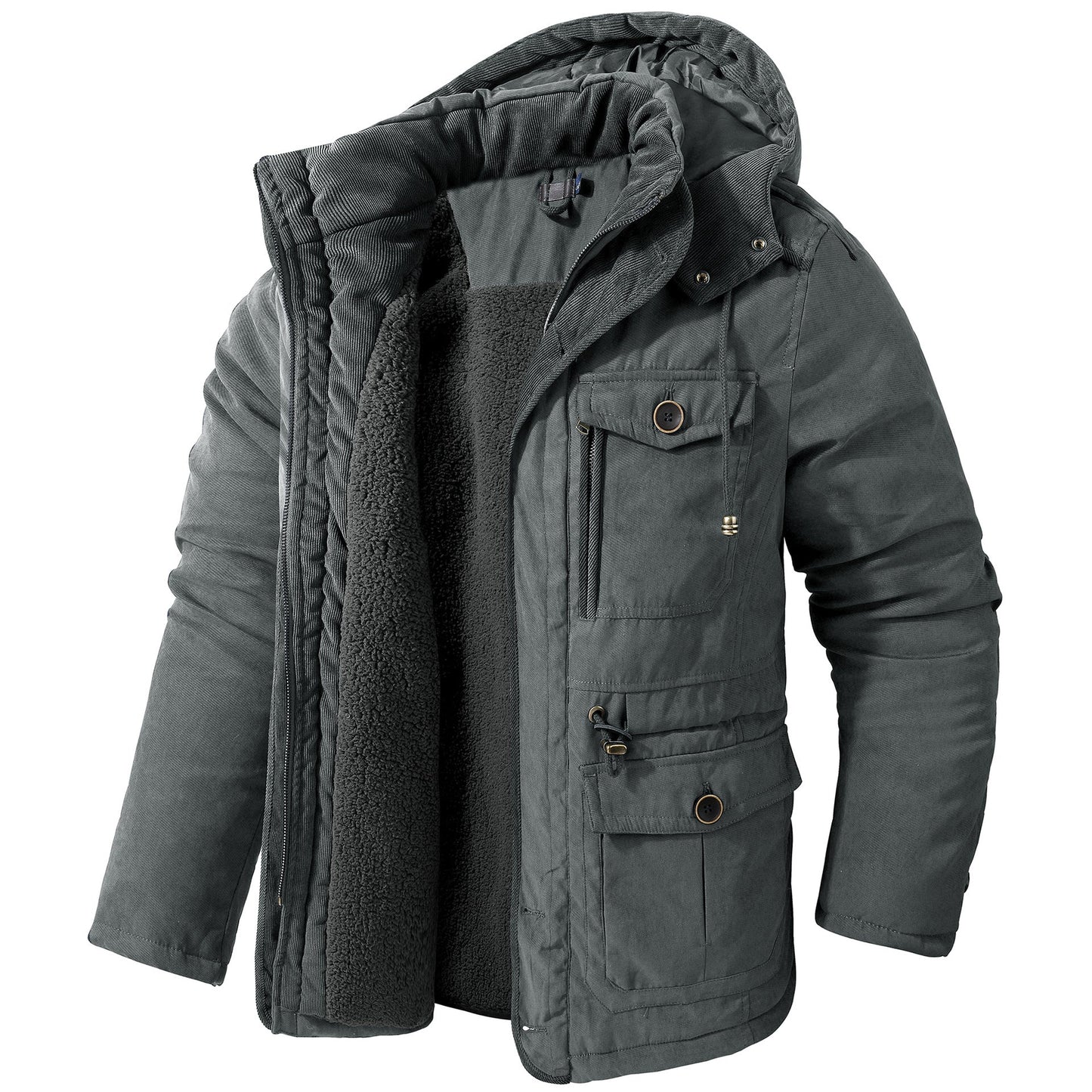 Cozy Fleece Lined Hoodie Wool Coat