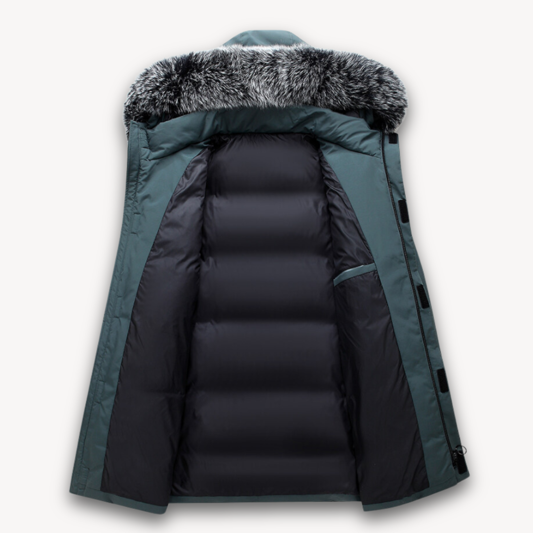 Waterproof Men's Jacket with Faux Fur Hooded Coat