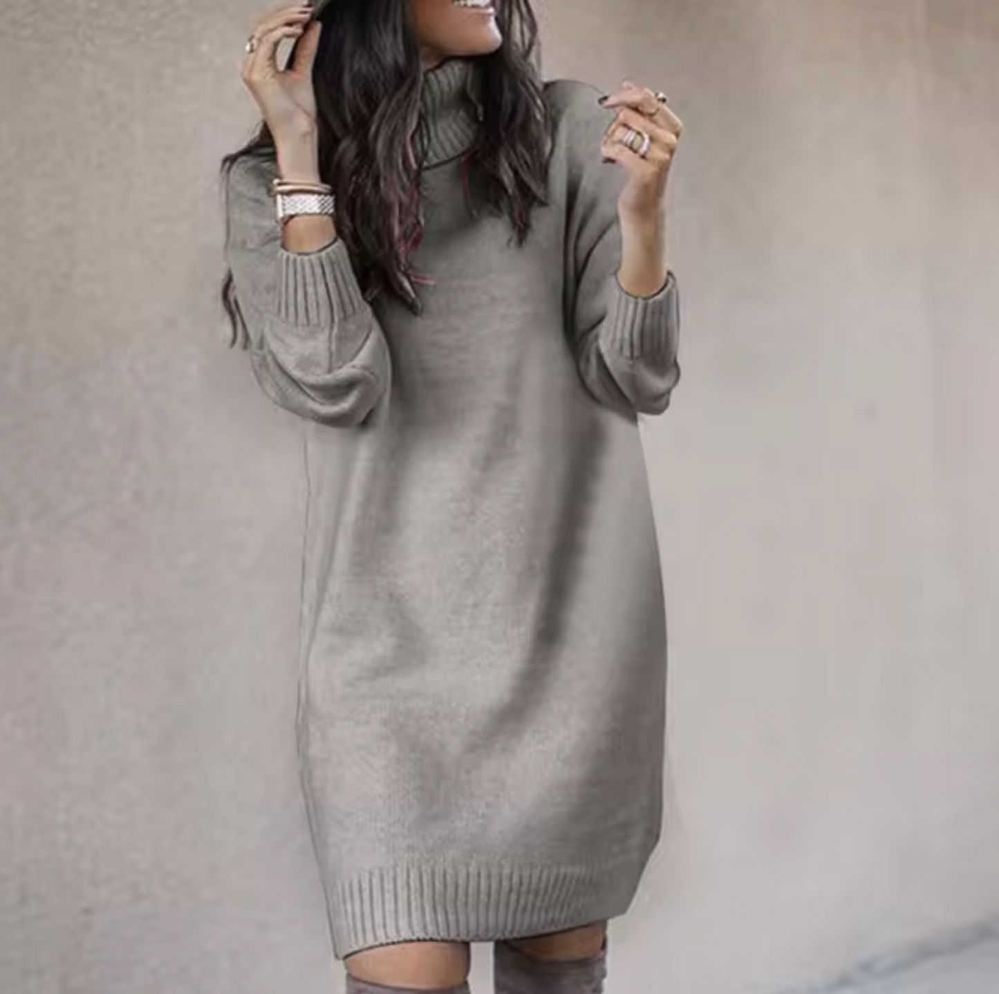 Cozy Cold Weather Turtleneck Sweater Dress