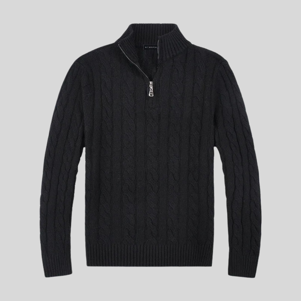 Men's Warm Crew Neck Quarter Zip Jumper Sweater