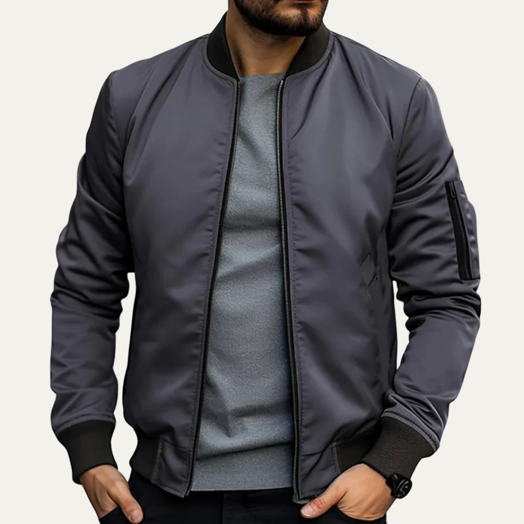 Men's Vintage Fit Ribbed Bomber Jacket