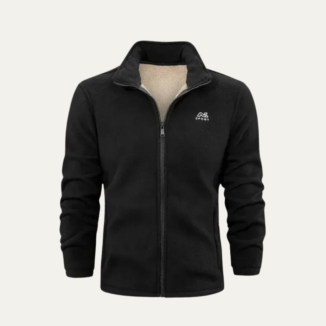 Men's Warm Fleece Zipper Jacket with High Collar