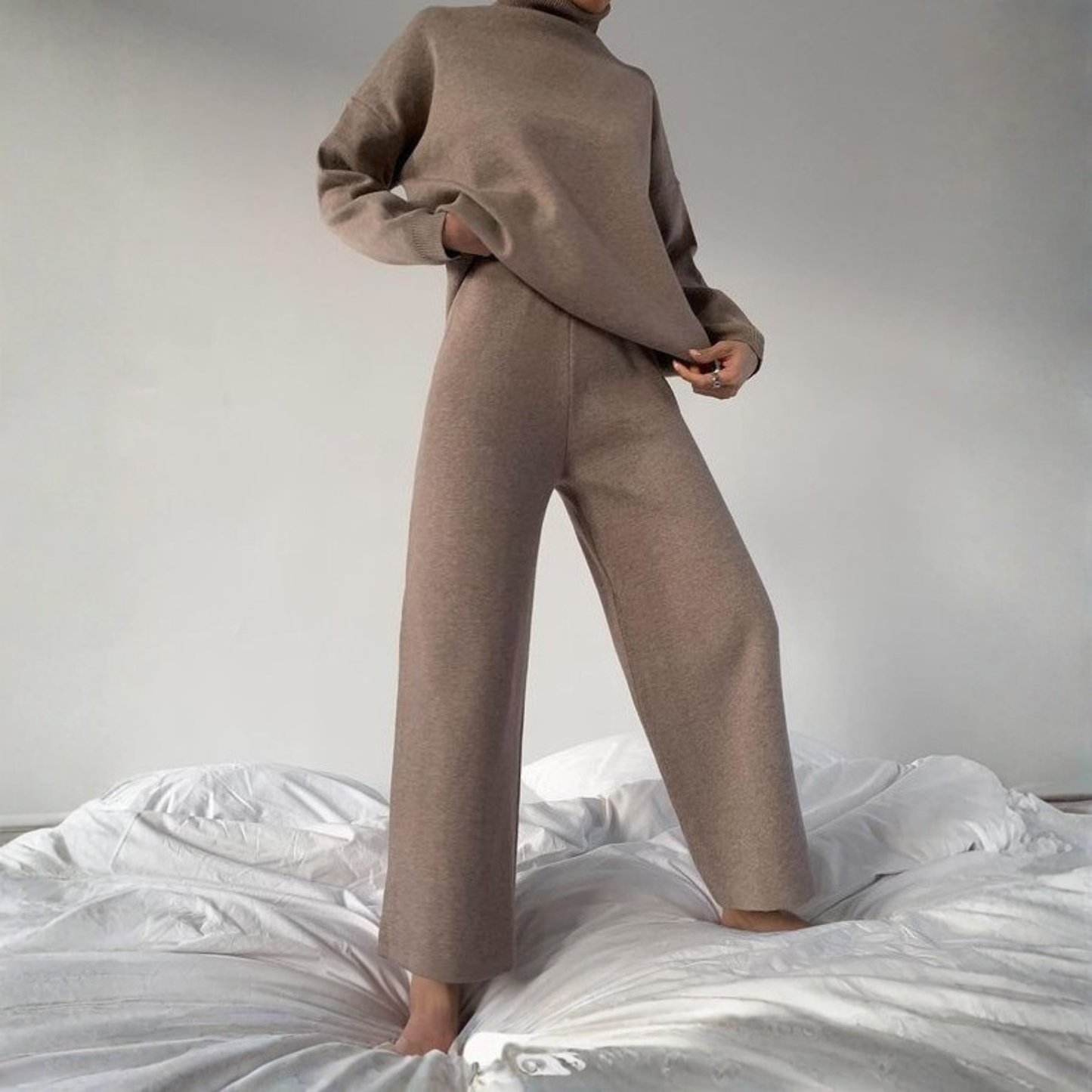 Soft Long Sleeve Turtleneck Sweater and Pant Set