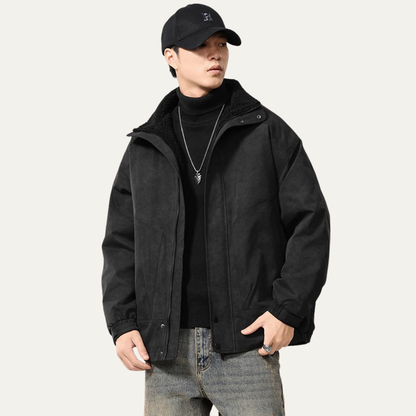 Luxury Mens Suede Inside Fleece Bomber Jacket