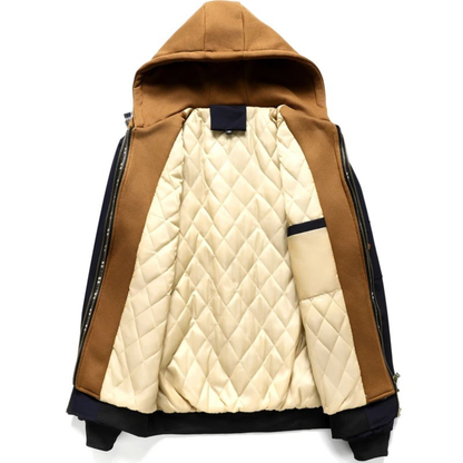 Warm Men's Fleece Lined Hooded Bomber Coat