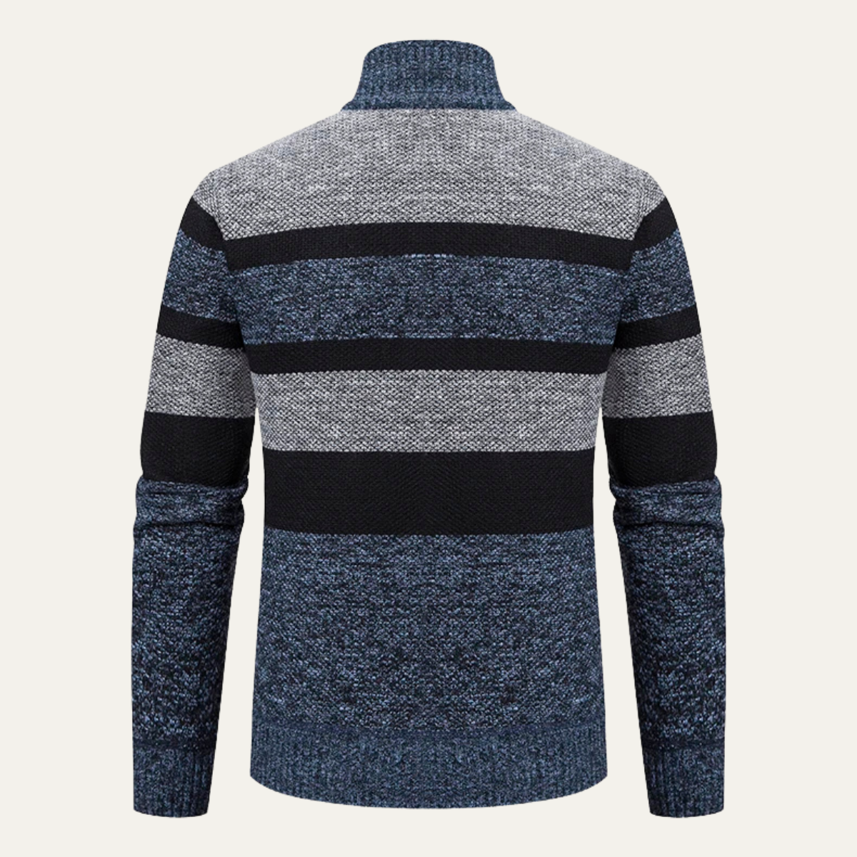 Warm Men's Striped Zip Up Cardigan Sweater