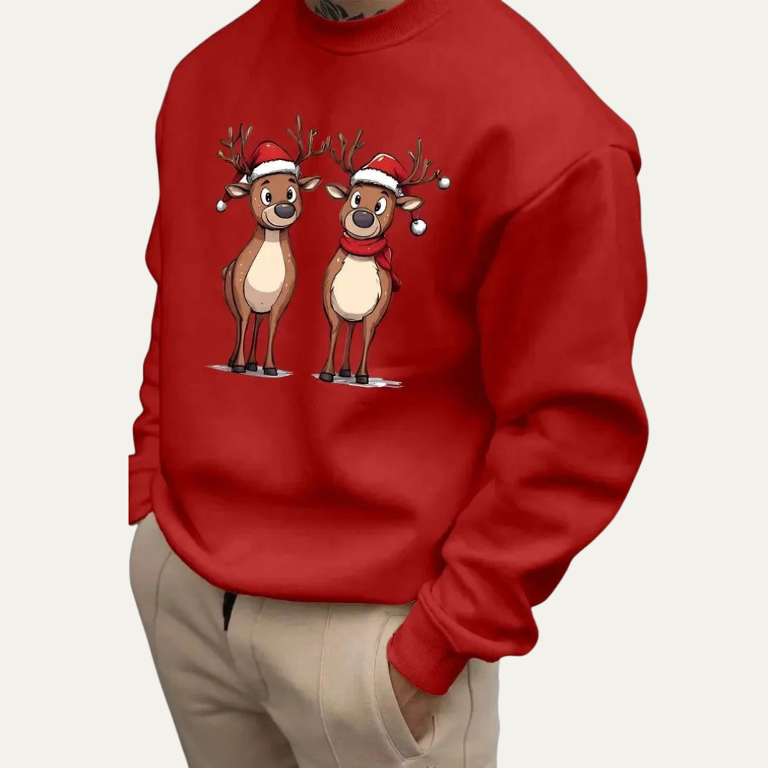 Fun Holiday Reindeer Crew Neck Sweater - OutfitLondon
