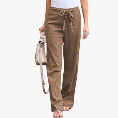 Relaxed Fit Wide Leg Cotton Trousers