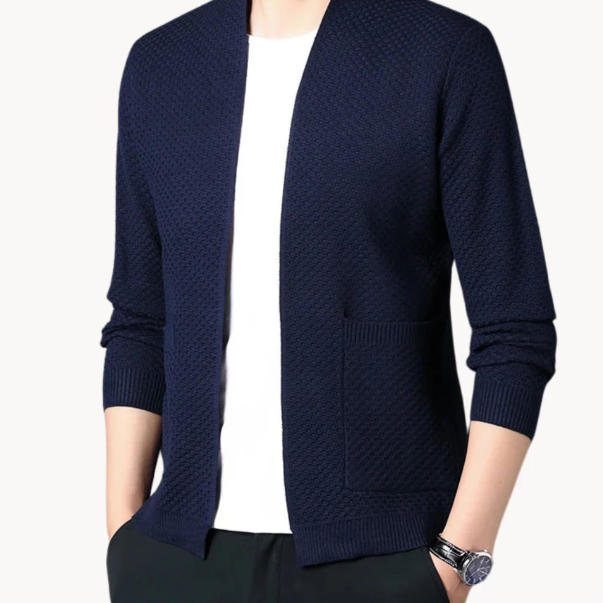 Relaxed Fit Men's Open Front Cardigan Sweater