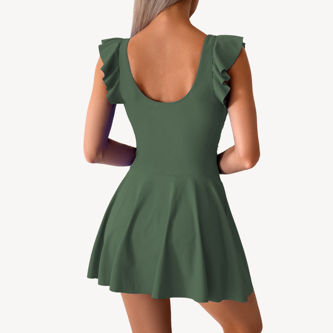 Flirty One Piece Swim Skirt Swimsuit