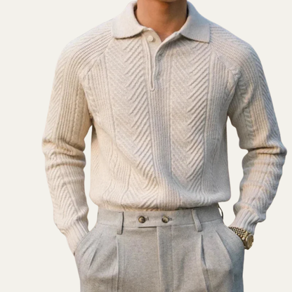 Men's Texture Knit Quarter Zip Sweater