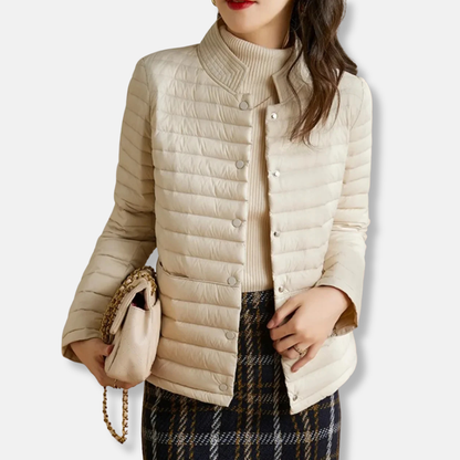 Tailored Padded Coat | Fitted High Neck Jacket - OutfitLondon