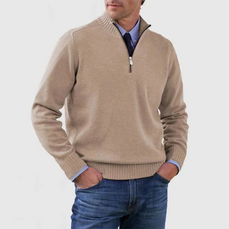 Men's Zip Up Crew Neck Sweater