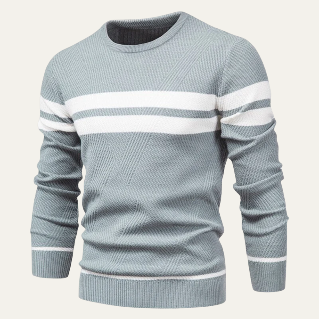 Classic Two Tone Crew Neck Knit Sweater