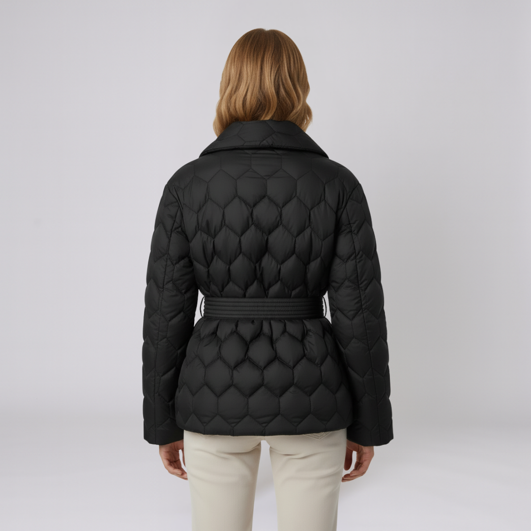 Warm Women's Down Parka Jacket with Belt