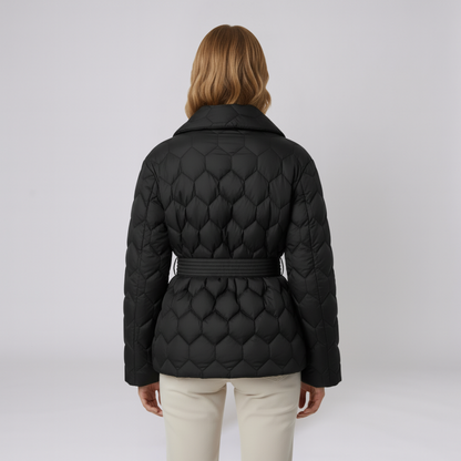 Warm Women's Down Parka Jacket with Belt