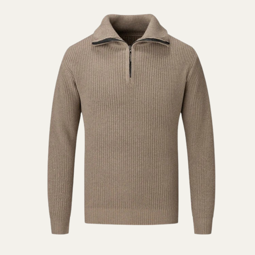 Men's Classic Crew Neck Quarter Zip Sweater
