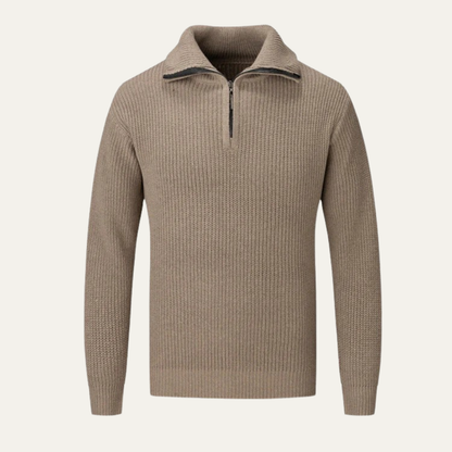 Men's Classic Crew Neck Quarter Zip Sweater
