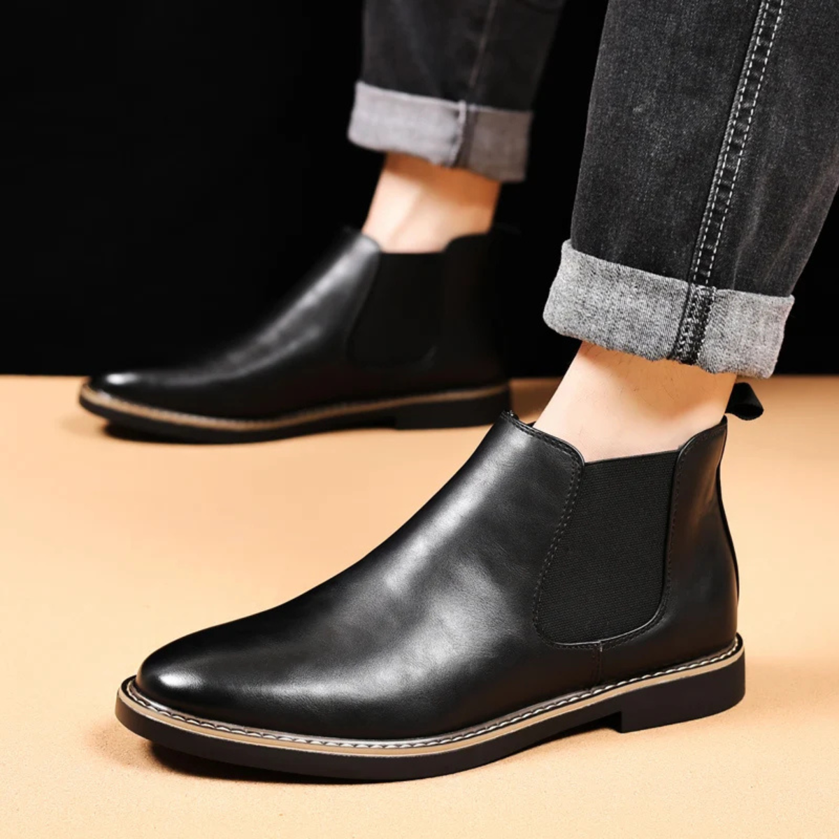 Classic Men's Genuine Leather Ankle Boots