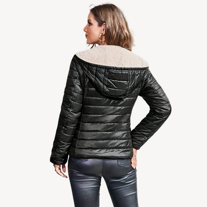Warm Women's Down Jacket with Fleece Lining and Zip