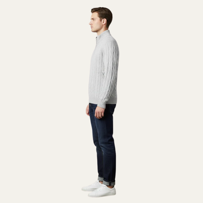 Classic Quarter Zip Fitted Knit Sweater