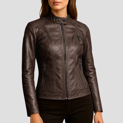 Classic Stitched Motorcycle Leather Coat