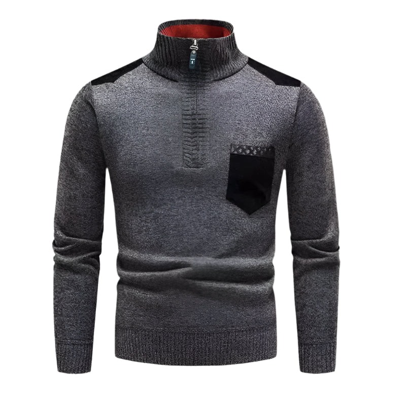 Colourful Patchwork Mens Half Zip Sweater