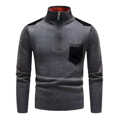 Colourful Patchwork Mens Half Zip Sweater