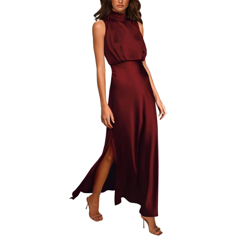 Elegant Floor Length Satin Evening Dress