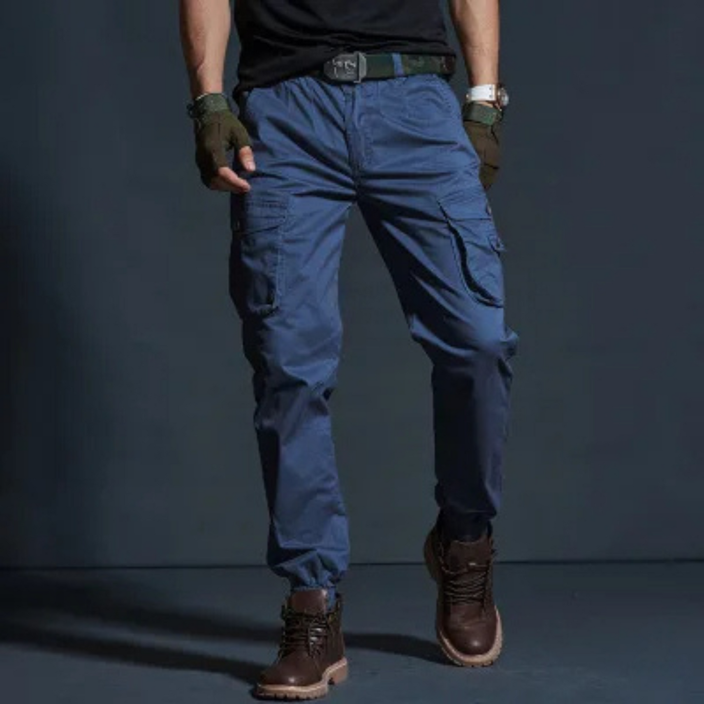 Comfortable Fit Cargo Pants with Elastic Waist