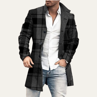 Classic Fit Plaid Wool Winter Coat