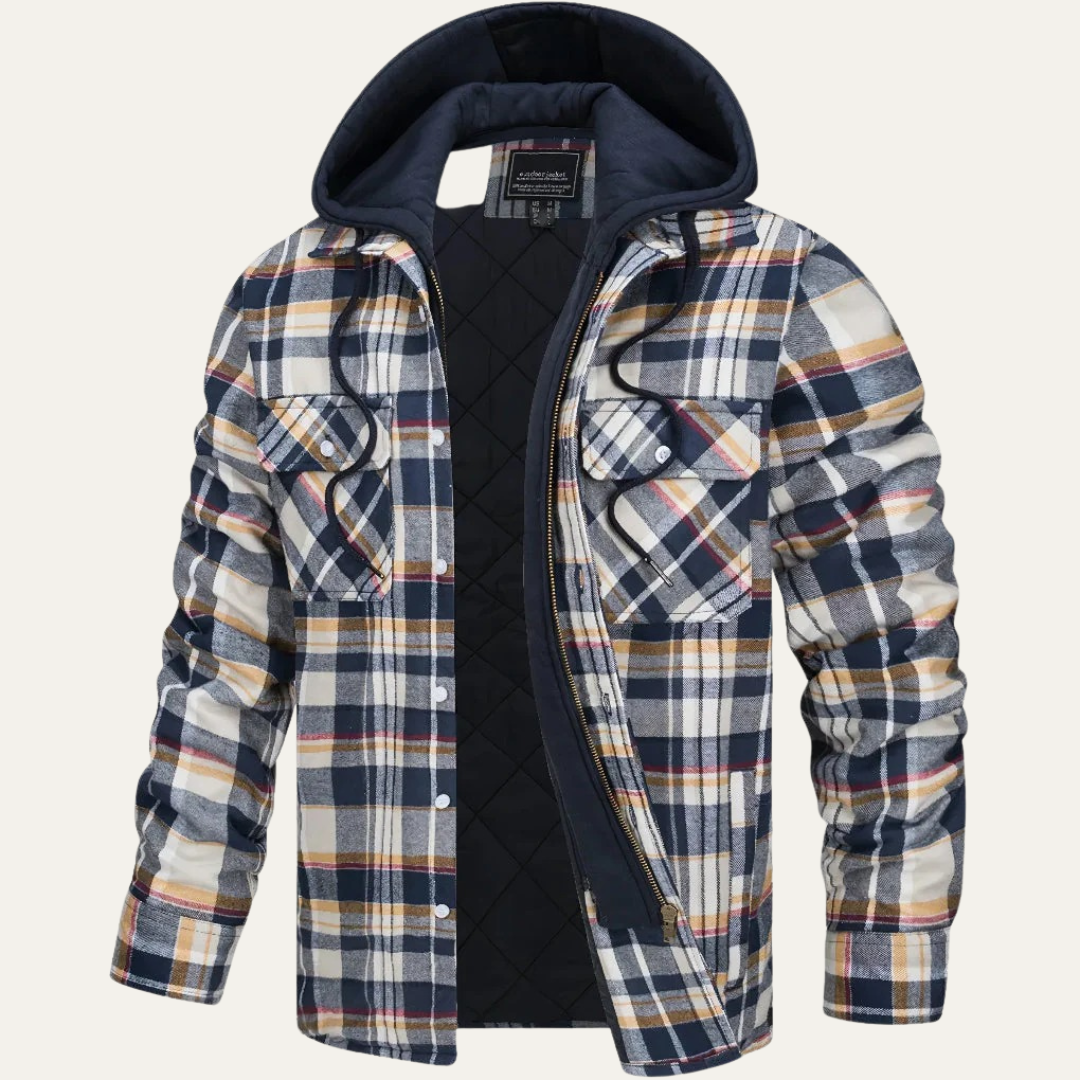 Warm Plaid Hooded Jacket for Men