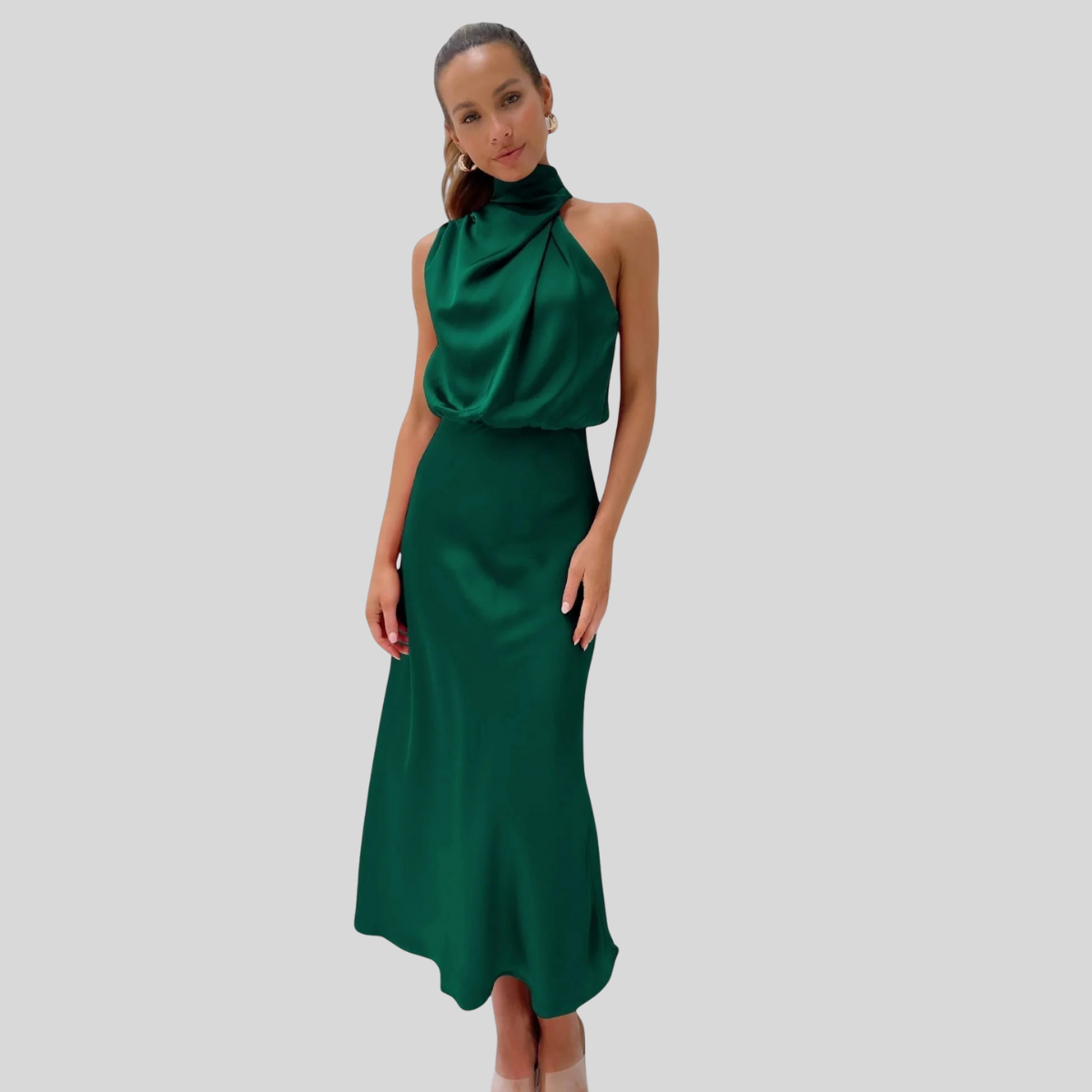Elegant Satin Neckline Party Dress