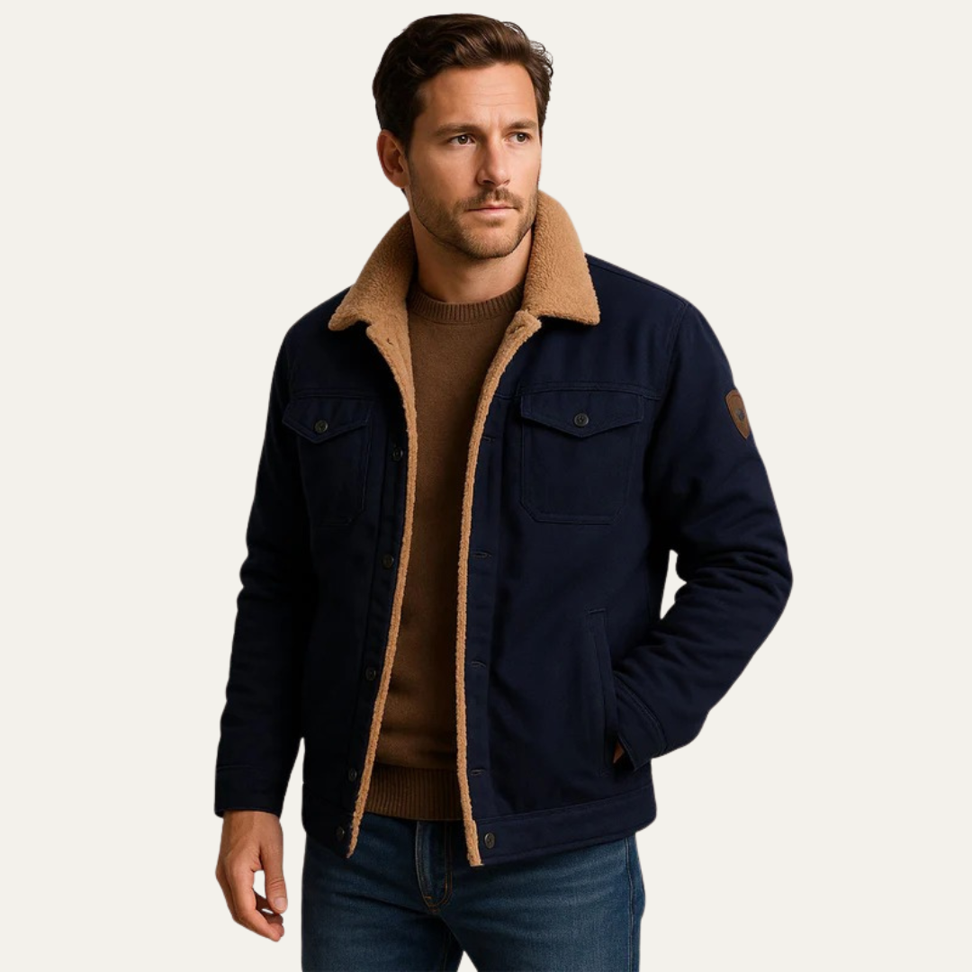 Warm Synthetic Lined Zip Up Denim Jacket