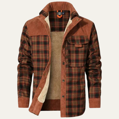 Warm Plaid Flannel Shirt Jacket for Men