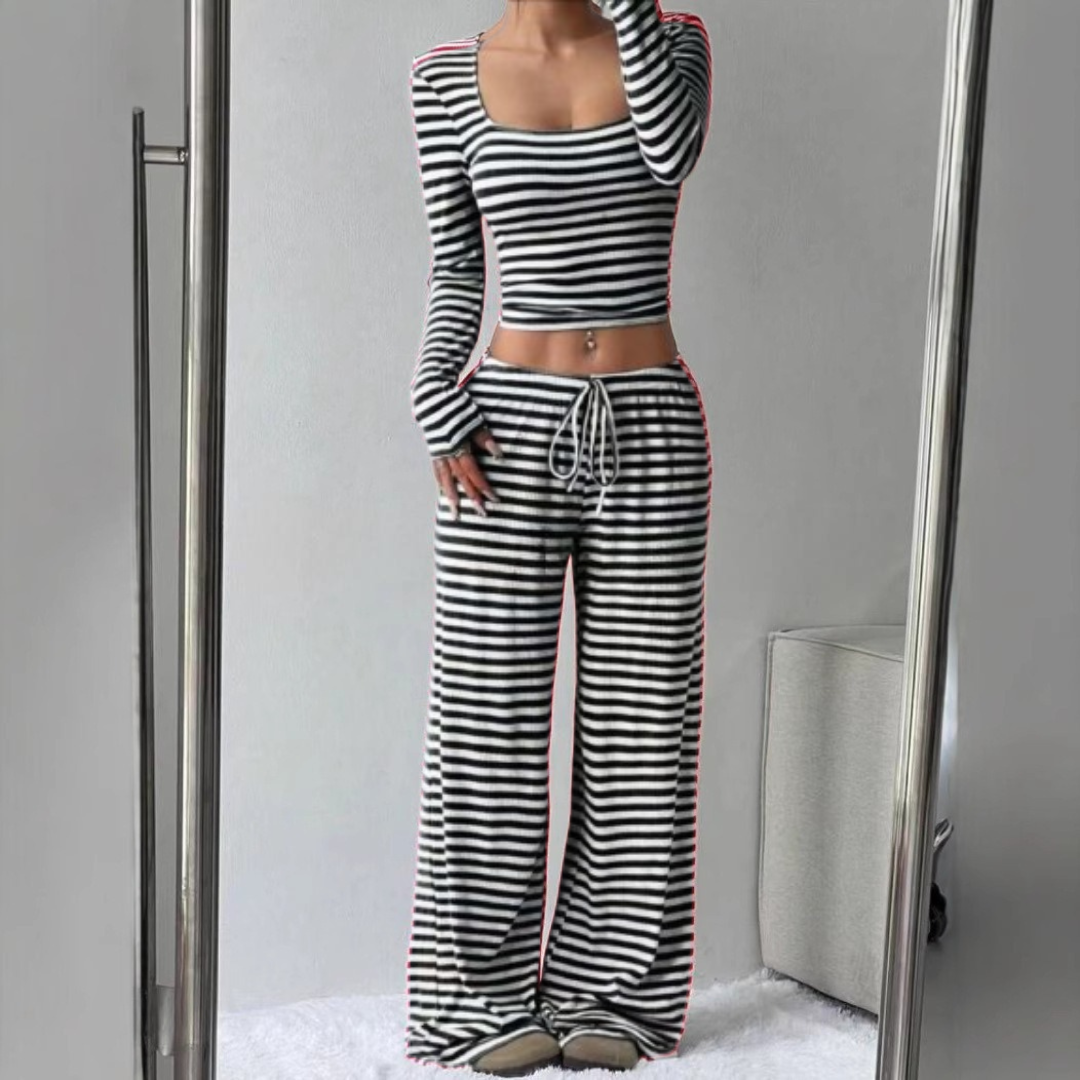 Comfy Casual Lounge Set Crop Top and Pants