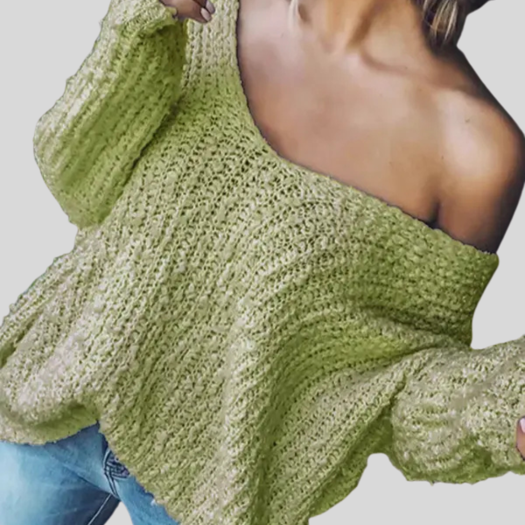 Soft Relaxed Fit Crew Neck Long Sweater