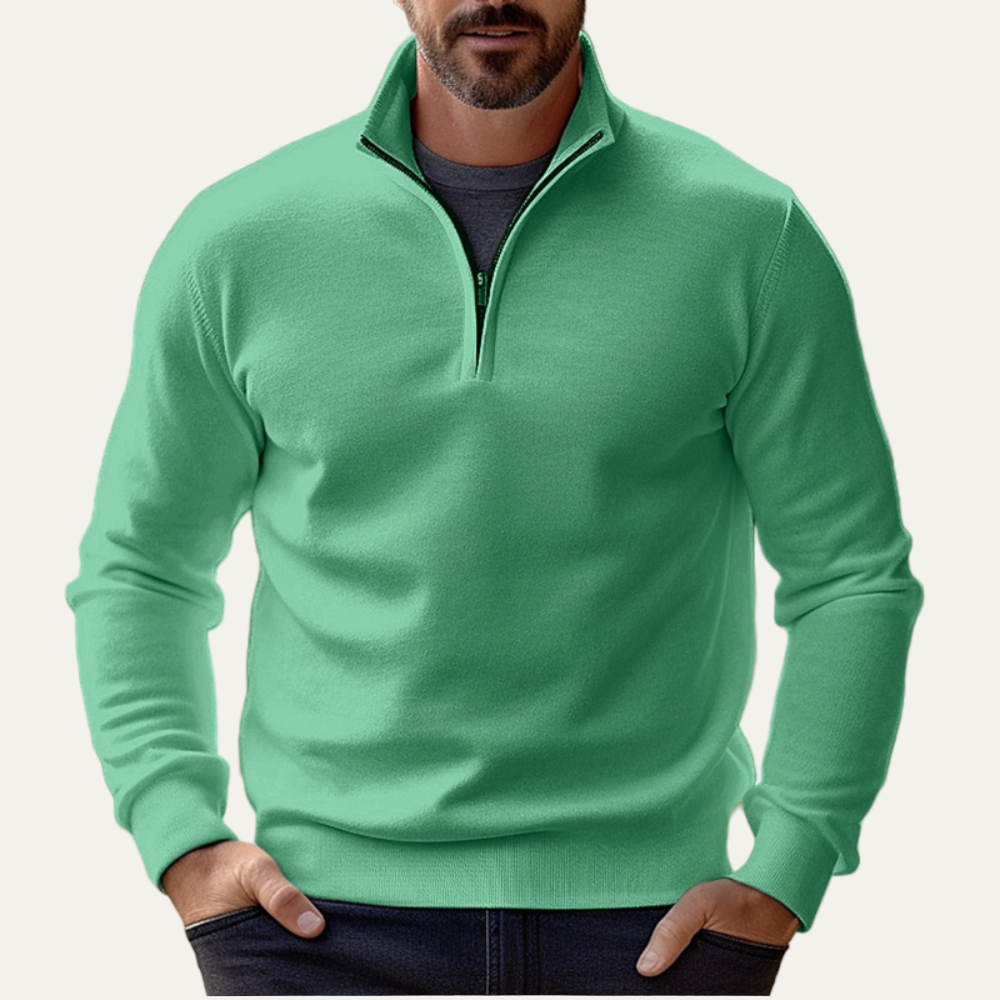 Men's Casual Quarter Zip Knit Sweater